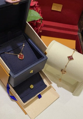 Louis Vuitton Blossom Red Flower Pendant Necklace