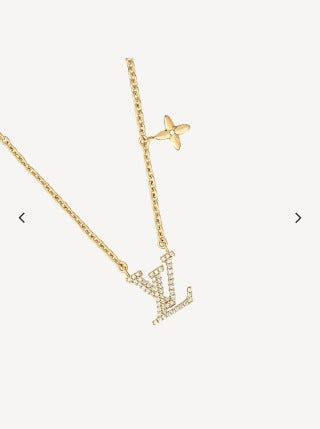 Louis Vuitton Crystal LV Initial Flower Pendant Necklace