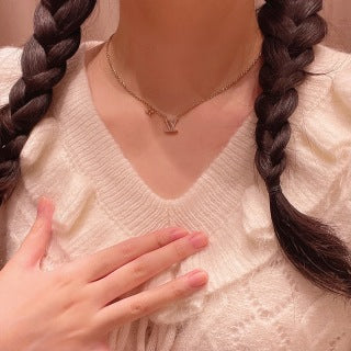 Louis Vuitton Crystal LV Initial Flower Pendant Necklace