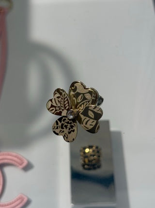 Chanel Gold Floral Crystal Ring – Elegant Luxury Fashion Jewelry
