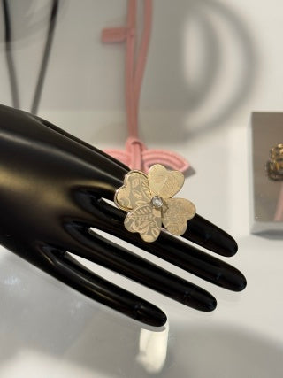 Chanel Gold Floral Crystal Ring – Elegant Luxury Fashion Jewelry