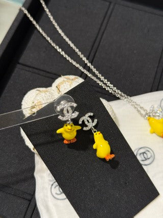 Chanel Fully Pavé-Set Diamond Little Yellow Chick Earrings