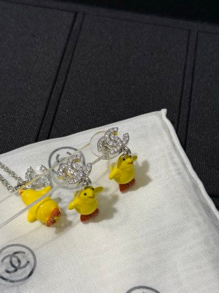 Chanel Fully Pavé-Set Diamond Little Yellow Chick Earrings