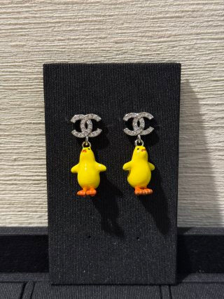 Chanel Fully Pavé-Set Diamond Little Yellow Chick Earrings