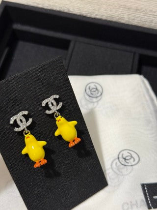 Chanel Fully Pavé-Set Diamond Little Yellow Chick Earrings