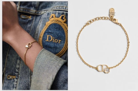 Dior CD Clover Pearl Gold Chain Necklace