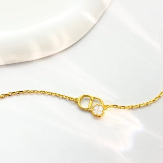 Dior CD Clover Pearl Gold Chain Necklace