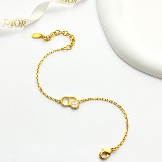 Dior CD Clover Pearl Gold Chain Necklace