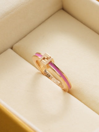 Fendi Rosalia F Emblem Enamel Accent Ring