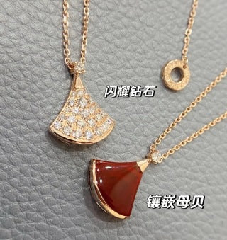 Bvlgari Red Fan Pendant Necklace – Elegant Luxury Jewelry