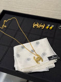 Chanel Gold-Tone Long Necklace with Smooth Finish and Openwork Double-C Logo