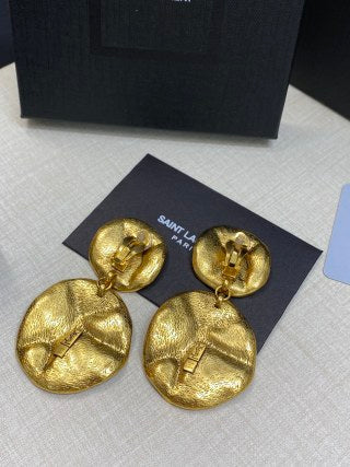 YSL Golden Organic Petal Statement Earrings