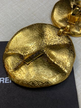 YSL Golden Organic Petal Statement Earrings