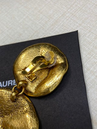 YSL Golden Organic Petal Statement Earrings