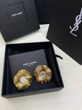 YSL Radiant Sunburst Crystal Clip-On Earrings