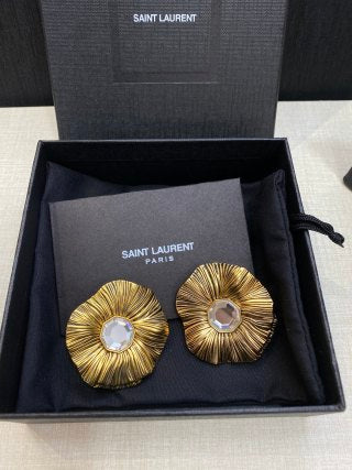 YSL Radiant Sunburst Crystal Clip-On Earrings