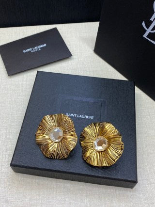 YSL Radiant Sunburst Crystal Clip-On Earrings
