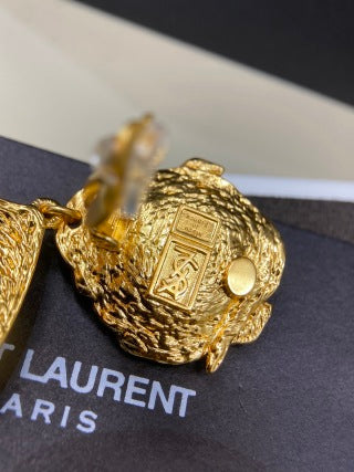 YSL Ruby Enamel Teardrop Statement Earrings