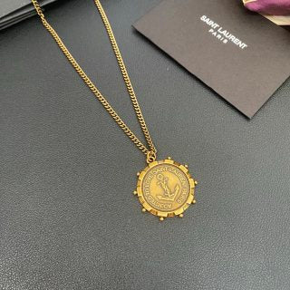 YSL Vintage Medallion Charm Chain Necklace