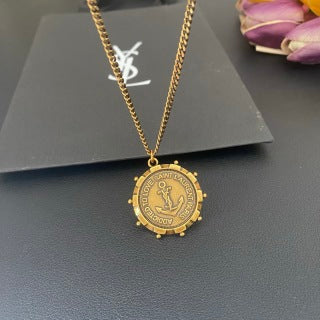 YSL Vintage Medallion Charm Chain Necklace