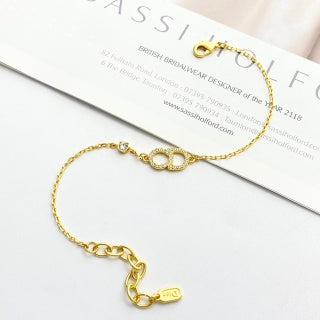 Dior CD Crystal Link Gold Chain Bracelet