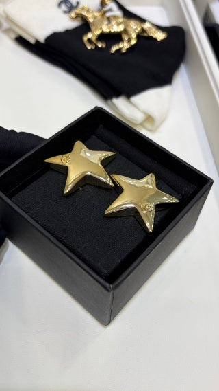 CHANEL Stellaire Gold Star Stud Earrings