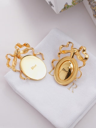 Dior Floral Medallion Gold Stud Earrings