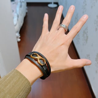 Gucci Interlocking G Leather Wrap Bracelet