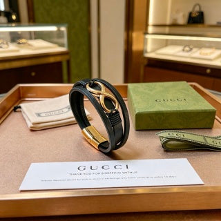 Gucci Interlocking G Leather Wrap Bracelet