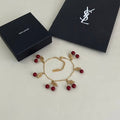 YSL Cherry Charm Gold Chain Bracelet