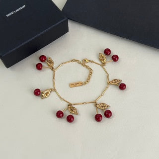 YSL Cherry Charm Gold Chain Bracelet
