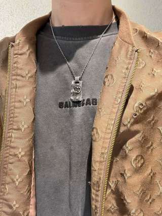 Gucci Interlocking G Winged Skull Pendant Necklace