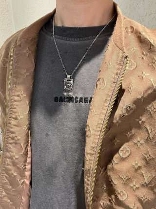 Gucci Interlocking G Winged Skull Pendant Necklace