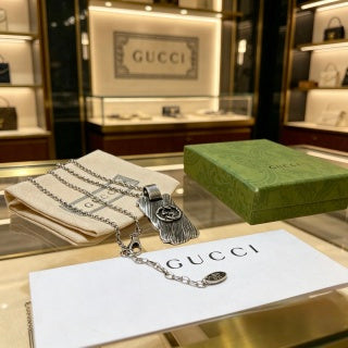 Gucci Interlocking G Winged Skull Pendant Necklace