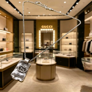 Gucci Interlocking G Winged Skull Pendant Necklace