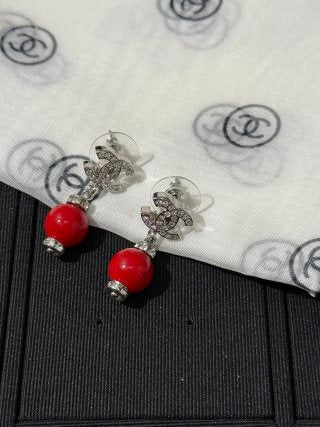 Chanel Red Pearl CC Drop Earrings – Elegant Luxury Fashion Jewelry
