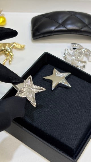 CHANEL Celestia Silver Star Stud Earrings