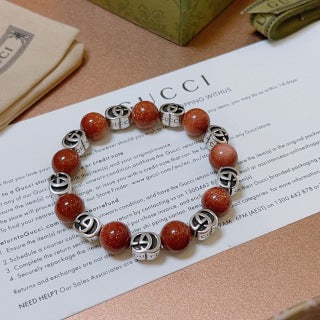 Gucci Interlocking G Red Bead Medallion Bracelet