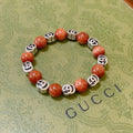 Gucci Interlocking G Red Bead Medallion Bracelet