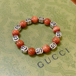 Gucci Interlocking G Red Bead Medallion Bracelet