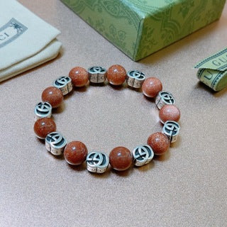 Gucci Interlocking G Red Bead Medallion Bracelet