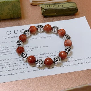 Gucci Interlocking G Red Bead Medallion Bracelet