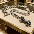 Gucci Interlocking G Ornamental Cross Pendant Chain Necklace
