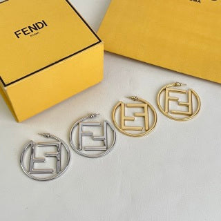 Fendi Aria FF Circle Logo Stud Earrings