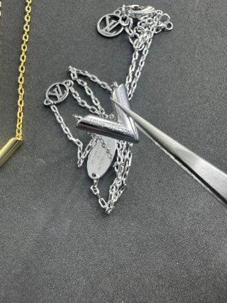 Louis Vuitton Signature V Letter Pendant Necklace
