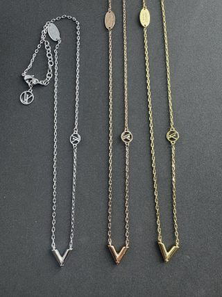 Louis Vuitton Signature V Letter Pendant Necklace