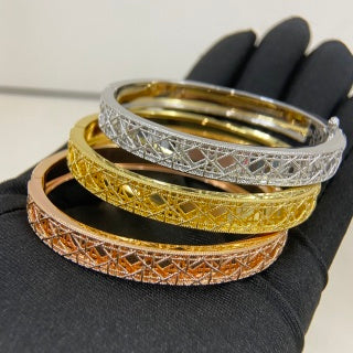 Dior Oblique Lacework Crystal Bangle Bracelet