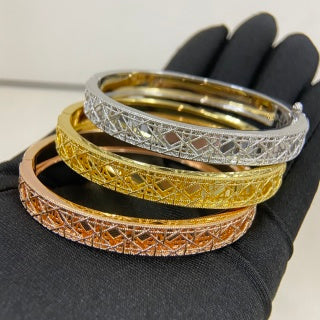 Dior Oblique Lacework Crystal Bangle Bracelet