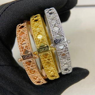 Dior Oblique Lacework Crystal Bangle Bracelet