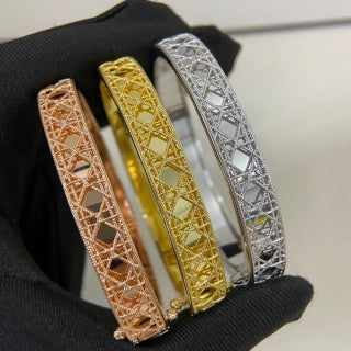 Dior Oblique Lacework Crystal Bangle Bracelet